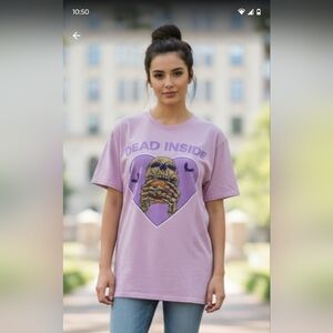 Pink Heart Skull Graphic Tee Women's Size Small